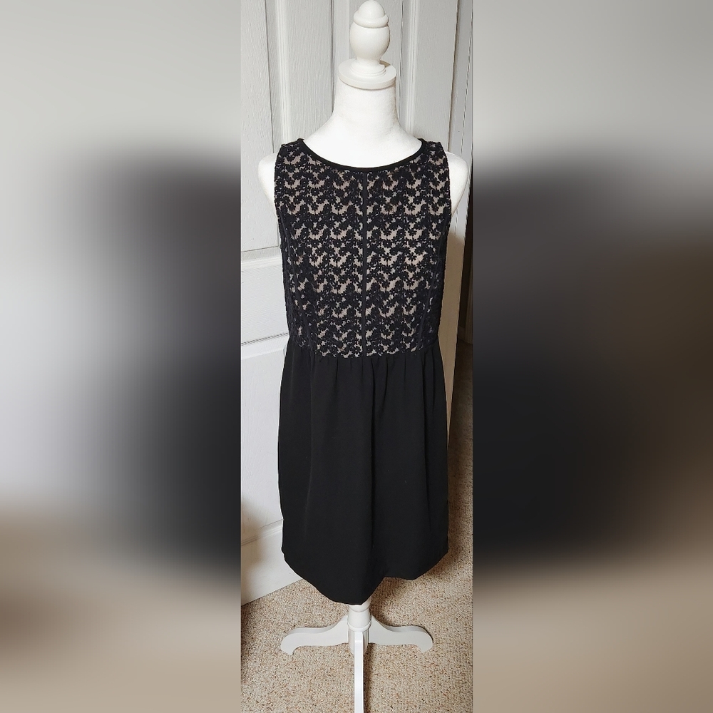 LOFT Black and White A-line Cocktail Dress